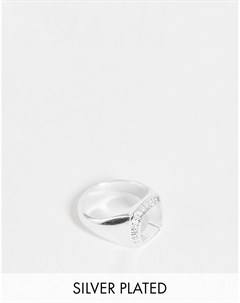 Посеребренное кольцо печатка с вырезом и тиснением Asos design