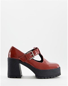 Лаковые туфли Мэри Джейн рыжего цвета с толстой подошвой и высоким каблуком Spark Asos design