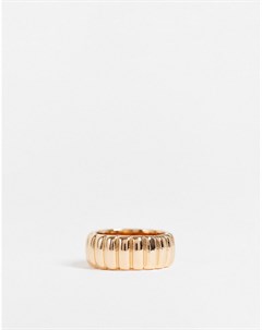Золотистое кольцо в рубчик Asos design