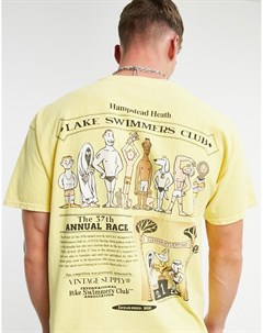 Желтая футболка с принтом Клуб любителей плавания на спине Swim Club Vintage supply