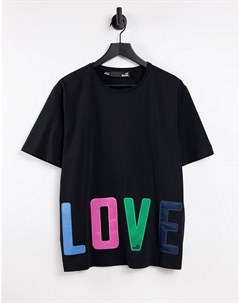 Черная oversized футболка с большой надписью Love Love moschino
