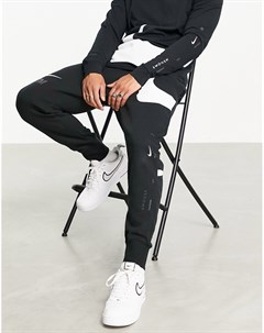 Черные флисовые джоггеры с логотипом галочкой Nike
