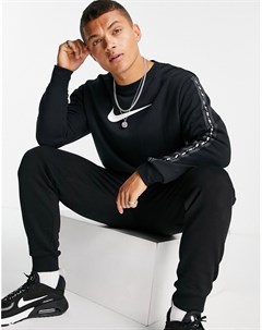 Черный флисовый свитшот с отделкой лентой Repeat Nike