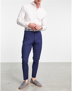 Супероблегающие темно синие брюки из летней коллекции Wedding Asos design