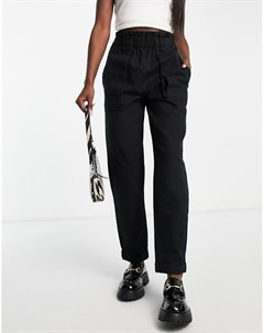 Черные брюки в утилитарном стиле из органического хлопка с завышенной талией Object
