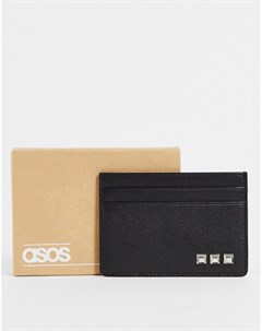 Черный кожаный кошелек для карт с заклепками Asos design