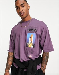Фиолетовая oversized футболка с принтом NASA Asos design