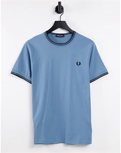 Синяя футболка с контрастной отделкой Fred perry