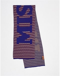 Синий шарф в полоску с логотипом Missoni