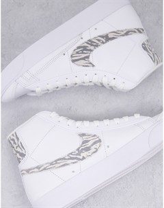 Кроссовки белого цвета с зебровым принтом Blazer Mid 77 Nike
