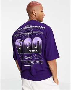 Фиолетовая oversized футболка с принтом на спине Asos design
