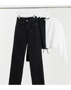 Черные узкие джинсы прямого кроя из органического хлопка Row Weekday