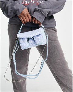Голубая сумка через плечо с отделкой искусственным мехом Small Honey Nunoo