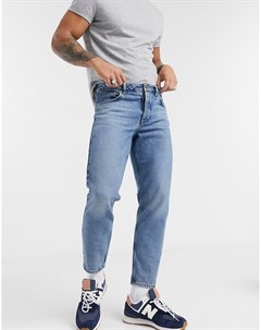 Голубые выбеленные джинсы из классического плотного денима из органического хлопка Asos design