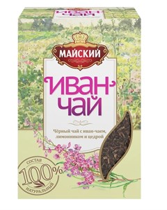 Чай черный Иван чай с черным чаем и лимонником 75гр Майский