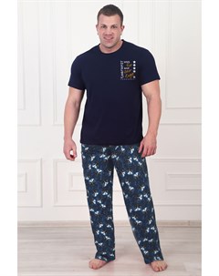 Муж пижама Звездный кот Синий р 56 Оптима трикотаж