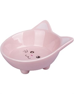 Миска керамическая Мордочка кошки розовая для кошек 200 мл Розовый Керамикарт