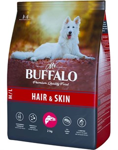 Сухой корм M L Hair Skin Care с лососем для собак средних и крупных пород 2 кг Mr.buffalo