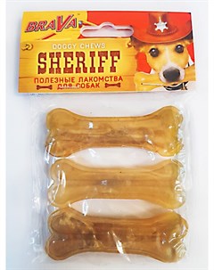 Лакомство Sheriff Сыромятная Прессованная Косточка для собак 7 5 см 3 шт Brava