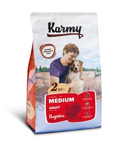 Сухой корм Medium Adult с индейкой для собак средних пород 2 кг Индейка Karmy