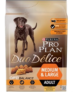Сухой корм Duo Delice Adult OptiBalance с курицей и рисом для собак средних и крупных пород 2 5 кг К Pro plan