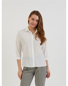 Белая офисная блузка с декором Zolla