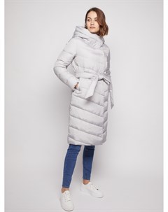 Утеплённое пальто с капюшоном и поясом Zolla