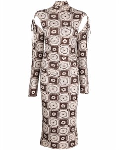 Приталенное платье макси с цветочным принтом Nanushka
