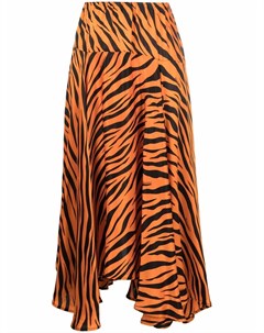 Шелковая юбка миди с тигровым принтом Balenciaga