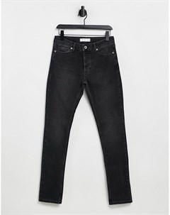 Черные эластичные джинсы зауженного кроя из смесового органического хлопка Topman