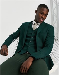 Зеленый супероблегающий фактурный пиджак wedding Asos design