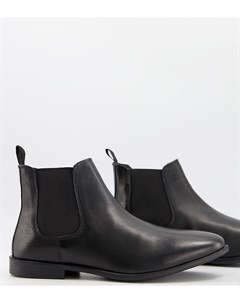 Классические кожаные ботинки челси черного цвета Wide Fit Silver street