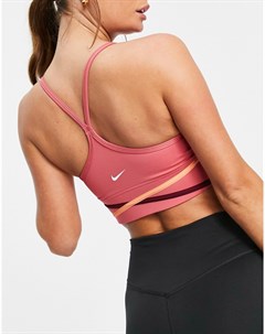 Розовый спортивный бюстгальтер с перекрученным дизайном и легкой степенью поддержки One Nike training