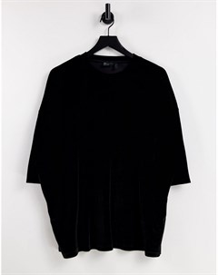 Футболка в стиле oversized из черного велюра Asos design