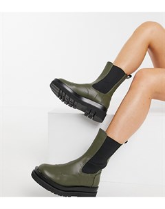 Оливковые ботинки челси из искусственной кожи на массивной подошве Exclusive Nora Z_code_z