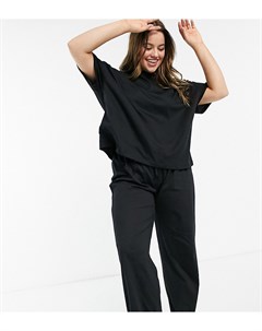Черные трикотажные пижамные штаны с прямыми штанинами от комплекта ASOS DESIGN Curve Asos curve