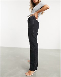 Выбеленные черные премиум джинсы прямого кроя из органического хлопка с классической талией Asos design