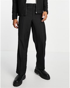 Черные строгие широкие брюки с леопардовым жаккардовым рисунком Asos design