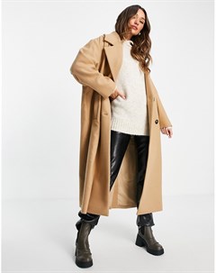 Бежевое двубортное oversized пальто ASOS DESIGN Asos edition
