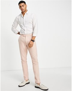 Светло розовые брюки зауженного кроя из саржи Wedding Asos design