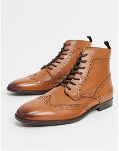 Светло коричневые кожаные ботинки броги Asos design