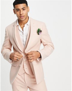 Светло розовый пиджак зауженного кроя из саржи Wedding Asos design