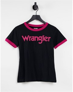 Черная футболка с короткими рукавами и окантовкой по горловине и рукавам Wrangler