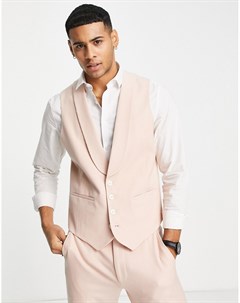 Костюмный светло розовый жилет зауженного кроя из саржи Wedding Asos design