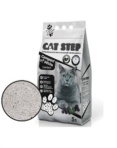 Наполнитель Compact White Carbon комкующийся минеральный для кошек 5 л 4 2 кг Cat step