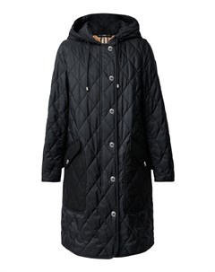 Черное стеганое пальто с капюшоном Burberry