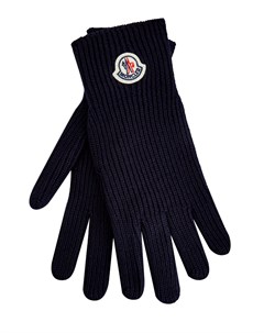 Перчатки из теплой шерстяной пряжи с логотипом Moncler