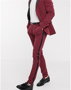 Бордовые супероблегающие брюки под смокинг Asos design