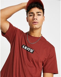 Бордово красная футболка с маленьким прямоугольным логотипом Levi's®