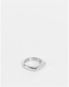 Серебристое узкое кольцо печатка из нержавеющей стали Asos design